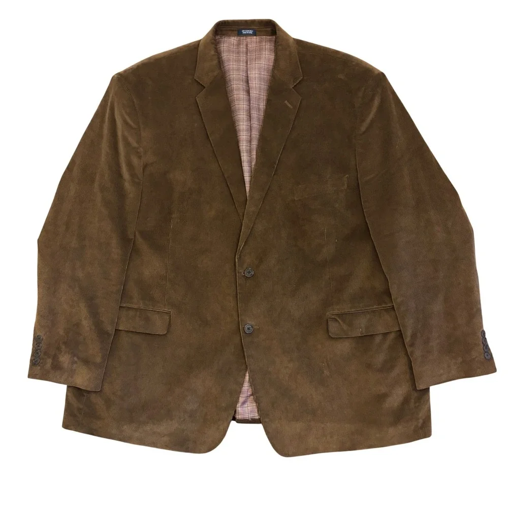 Saddlebred Mens Brown Corduroy Blazer 56R Sports Coat Jacket Cotton Academia